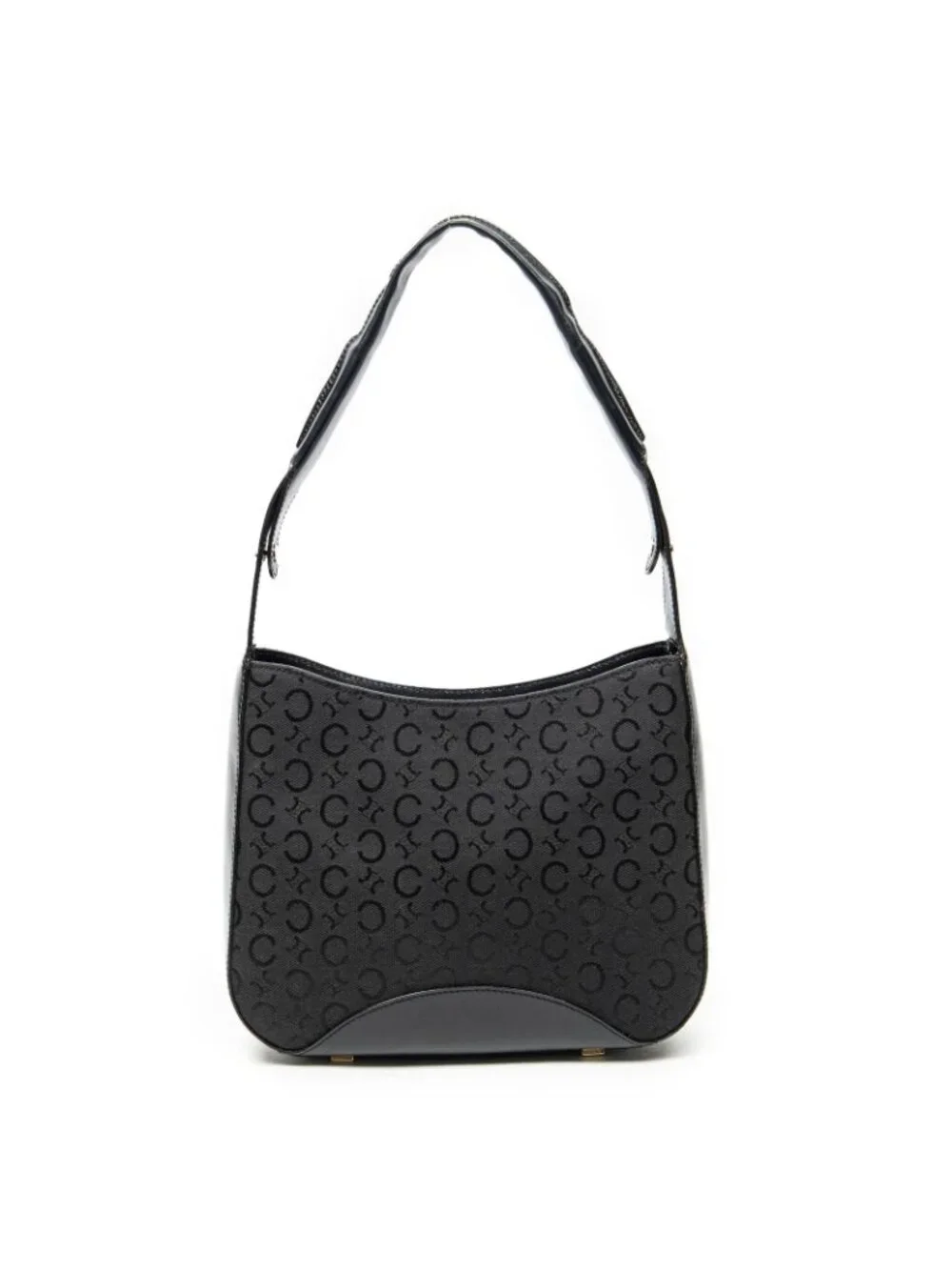Celine Vintage Mini Zip Hobo Black C Macadam Canvas